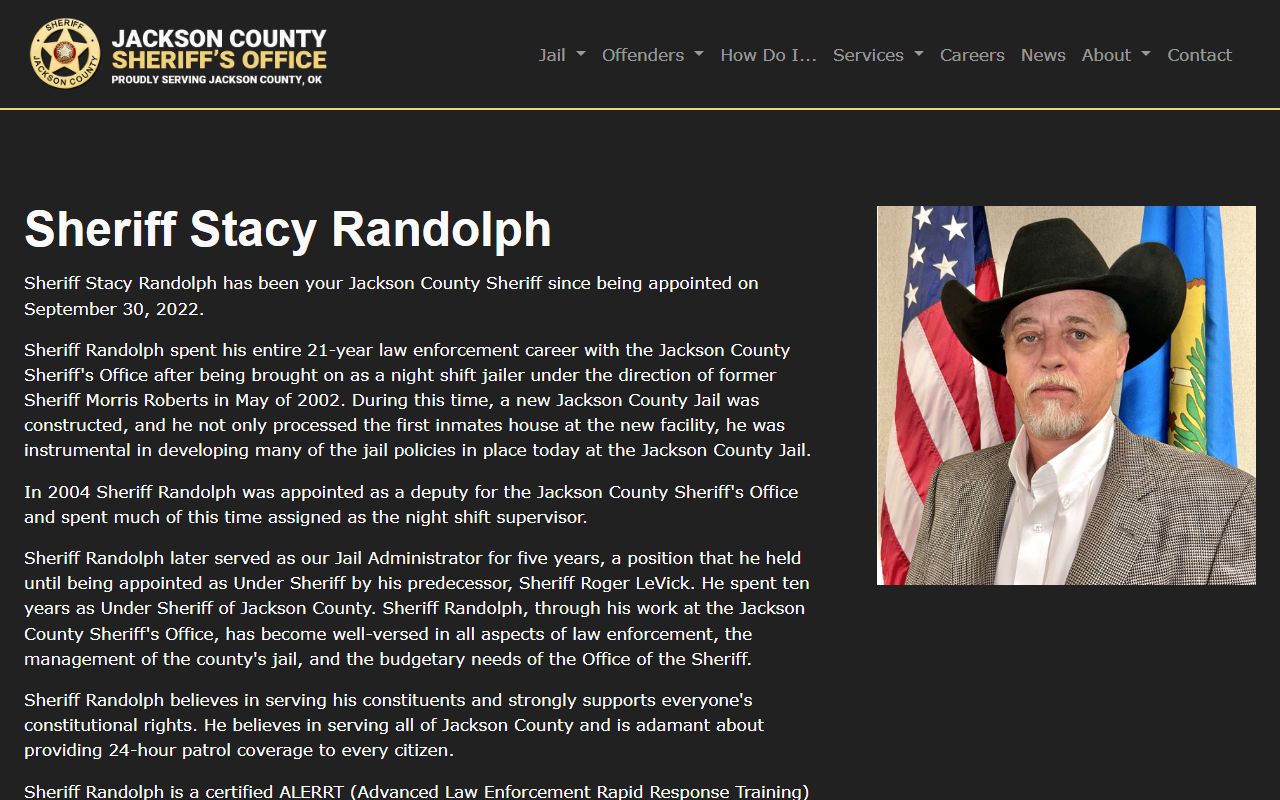 Jackson County arrest records: Sheriff Stacy Randolph biography page