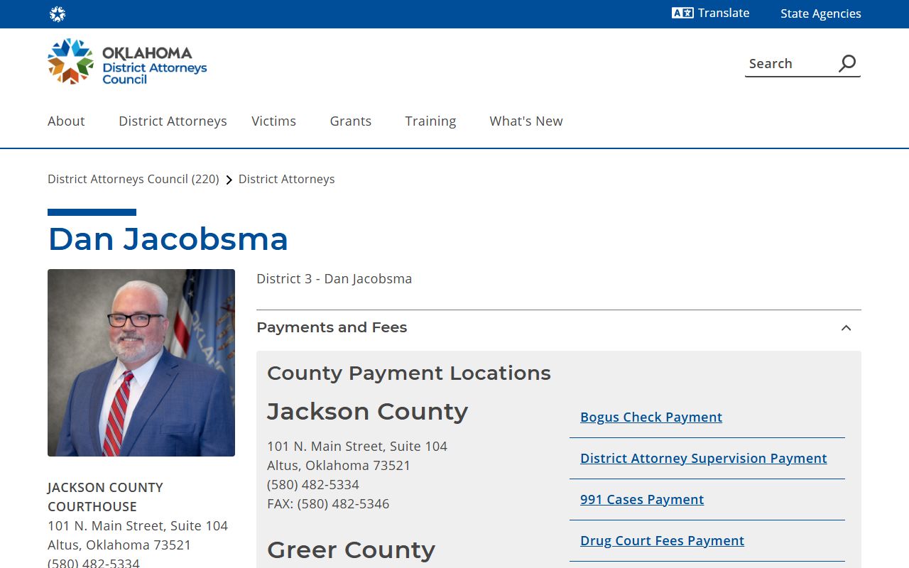 District Attorney District 3 page tied to Jackson County court dockets