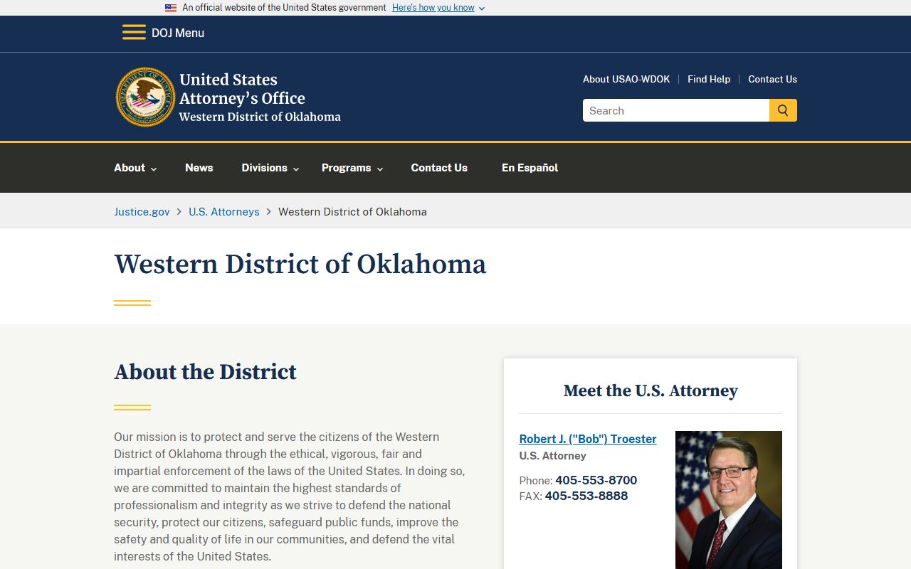 Jackson County criminal court records: U.S. Attorney Western District of Oklahoma site