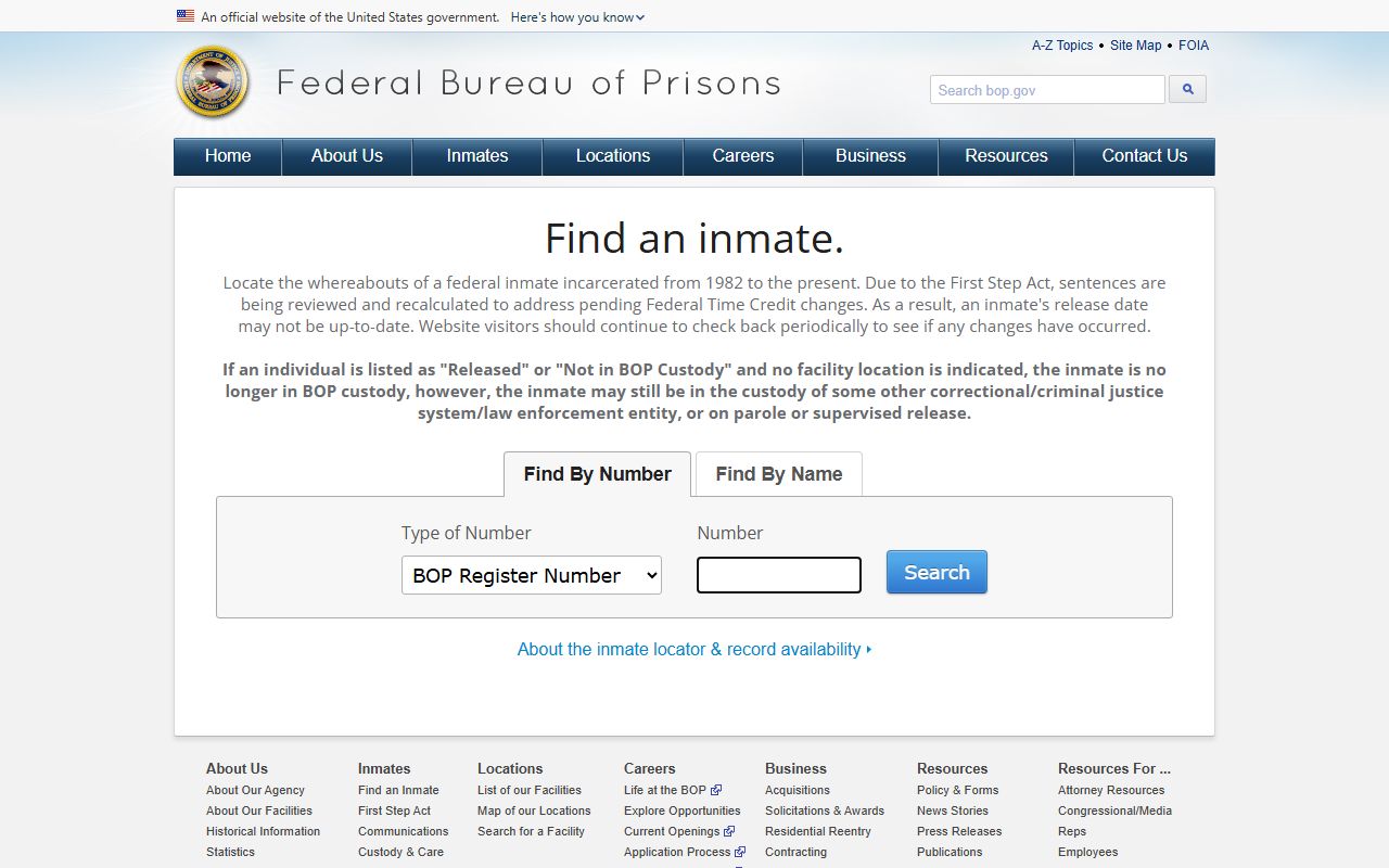 Federal Bureau of Prisons inmate locator for Jackson County federal cases