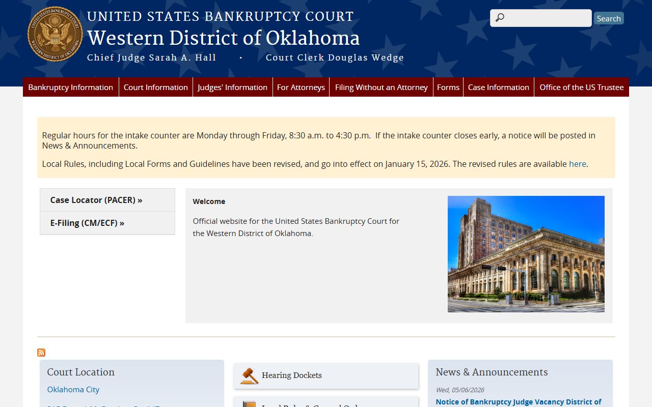 U.S. Bankruptcy Court for the Western District of Oklahoma Jackson County federal records