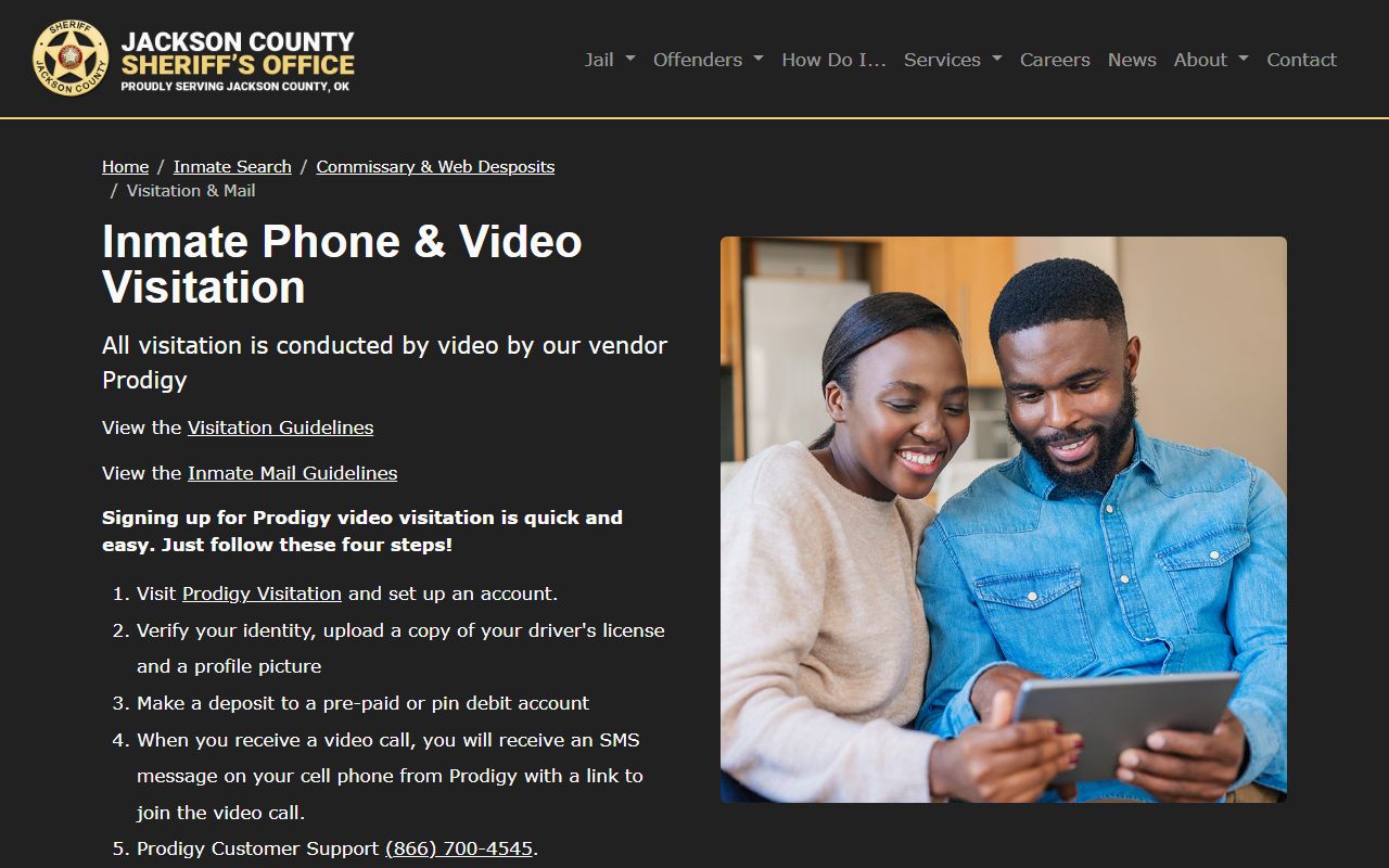 Jackson County jail inmate visitation and mail information