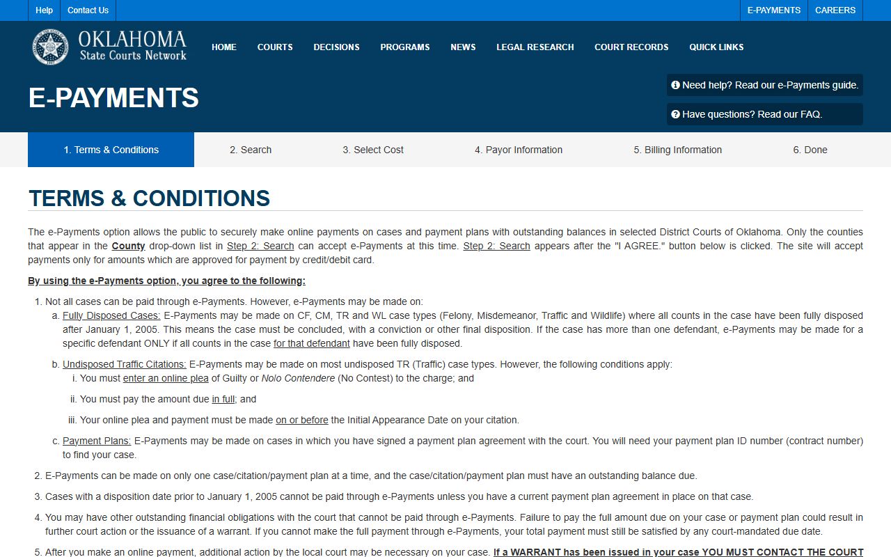 Jackson County traffic ticket payment through OSCN e-Payments