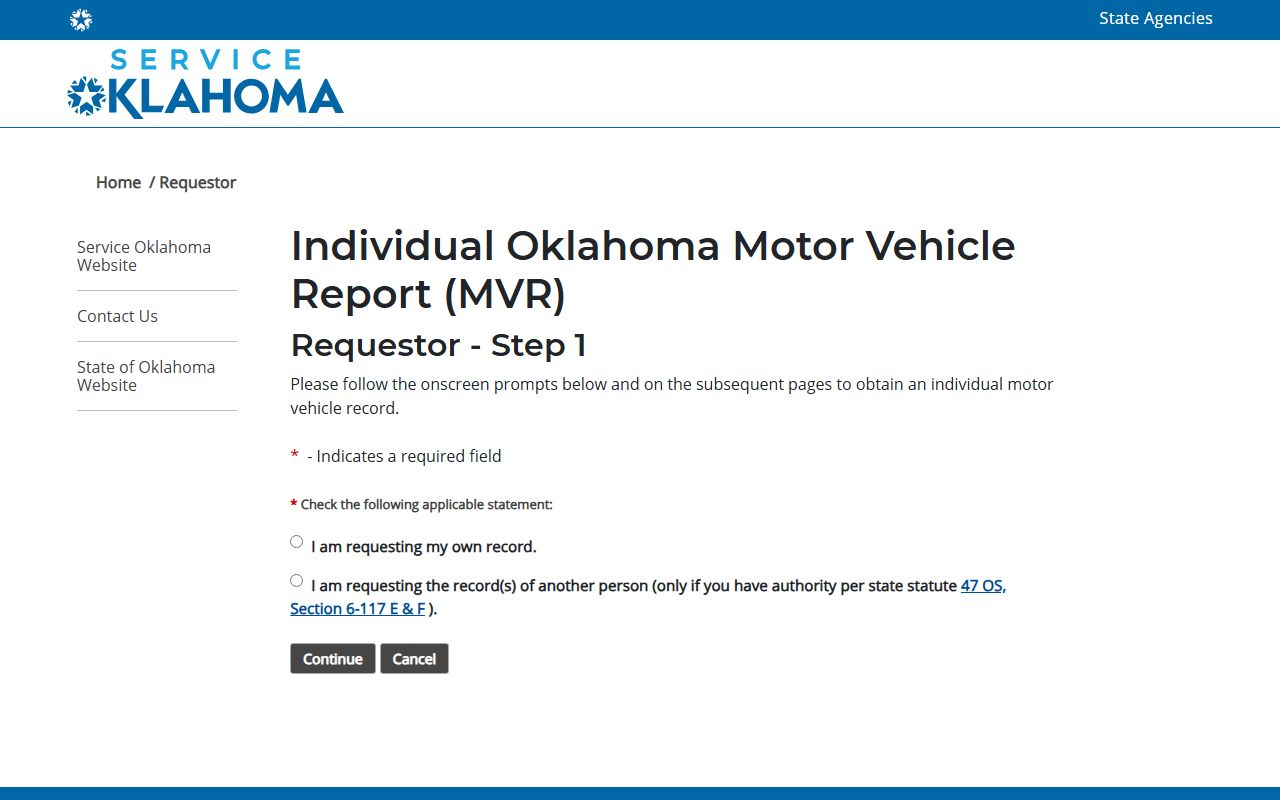 Jackson County traffic driver record request through Service Oklahoma
